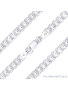 Double-Cable Charm Link Italian Chain Bracelet in .925 Sterling Silver - 8"